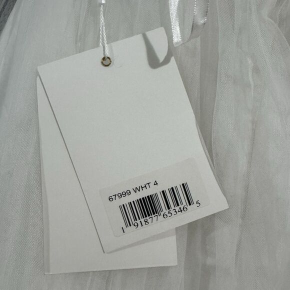 Mac Duggal Dress Women's 4 White Tiered Ruffle Strapless Ball Gown Bridal Tulle - Picture 7 of 12